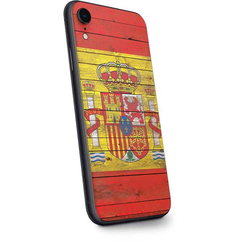 Spain Flag Dark Wood iPhone XR Skin